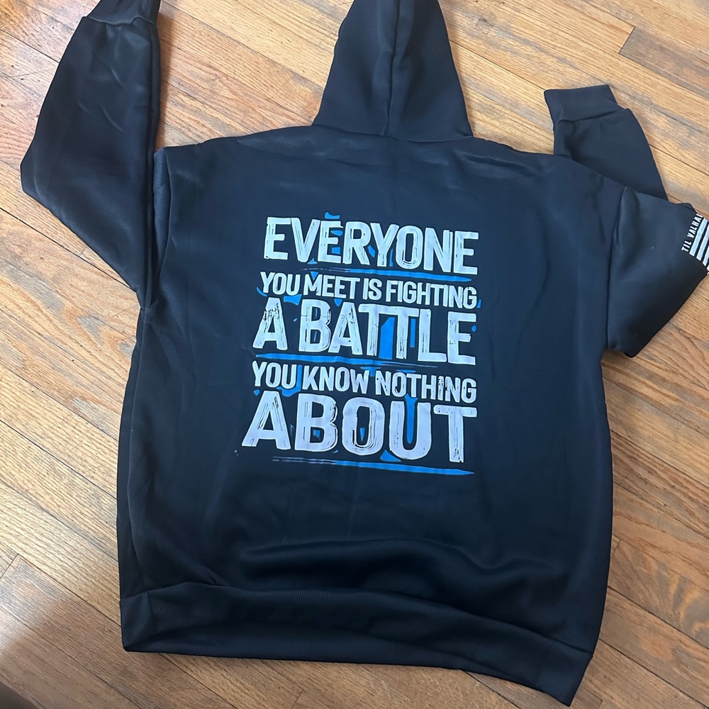 Black Hoodie with Motivational Text size xl unisex